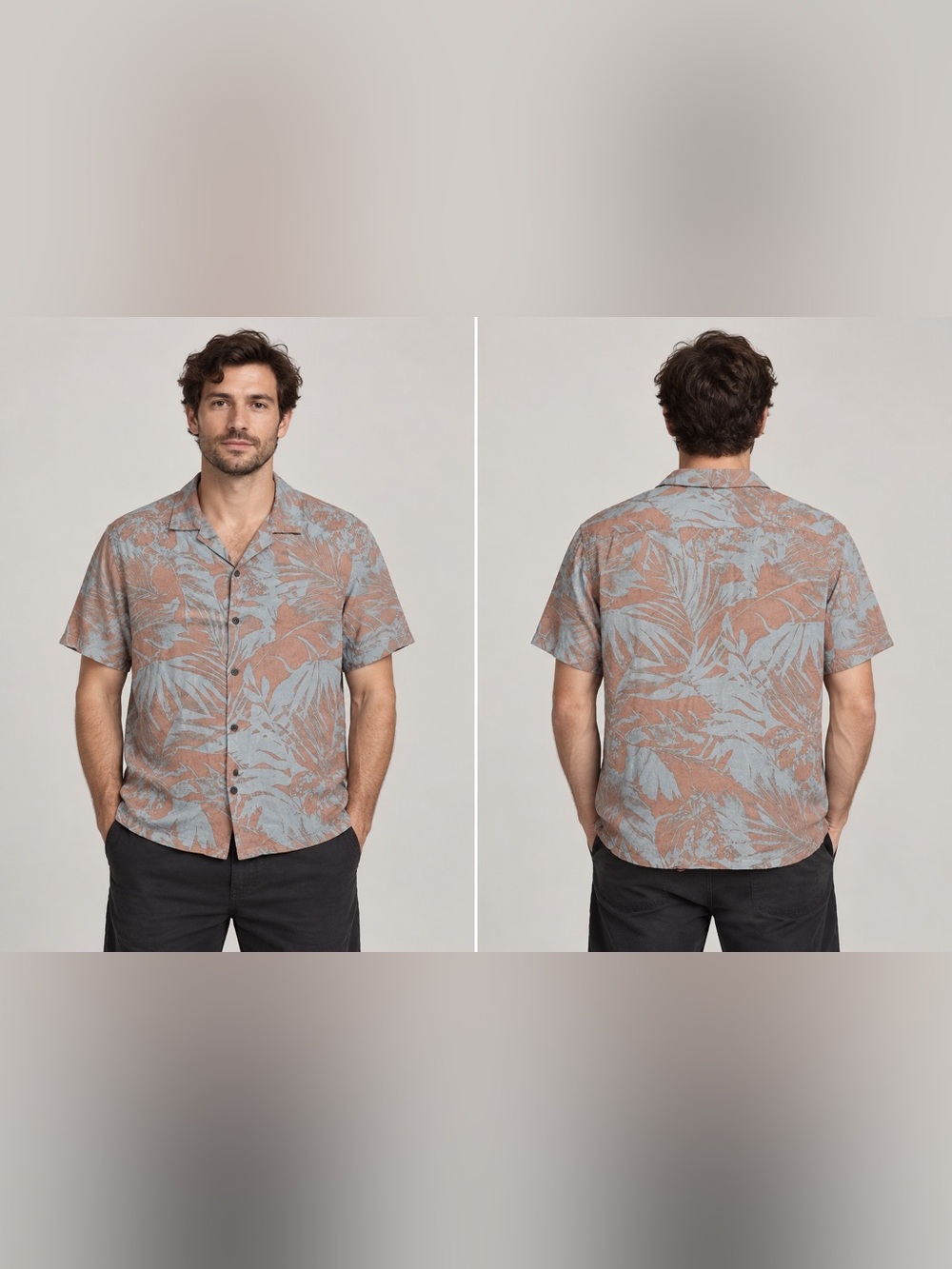 AllSaints Men's Lanai SS Hawaiian Camp Shirt Pastel tropical Size 2XL